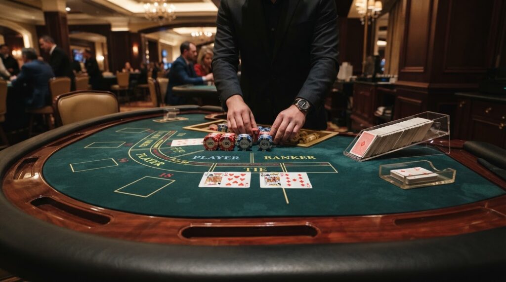 Hướng Dẫn Đánh Baccarat Trực Tuyến Chi Tiết Cho Người Mới Bàn chơi baccarat với bài tây và các phím cược chuyên nghiệp